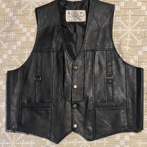Midnight Black Leather Vest